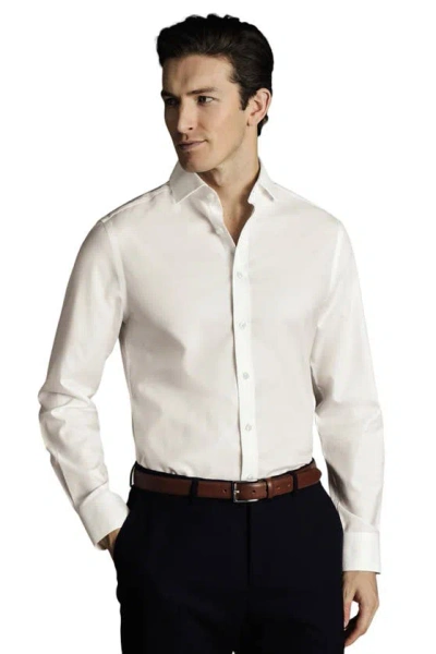 Charles Tyrwhitt Non-iron Twill Cutaway Slim Fit Shirt Single Cuff In White