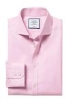 Charles Tyrwhitt Non-iron Twill Cutaway Slim Fit Shirt Single Cuff In Pink