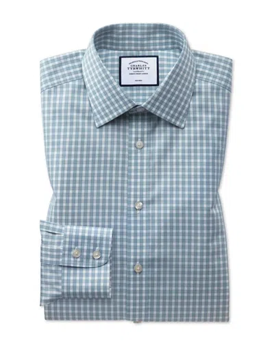 Charles Tyrwhitt Non-iron Twill Gingham Shirt In Blue