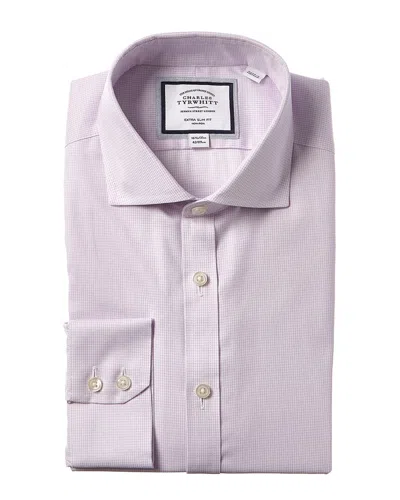 Charles Tyrwhitt Non-iron Twill Micro Check Shirt In Purple