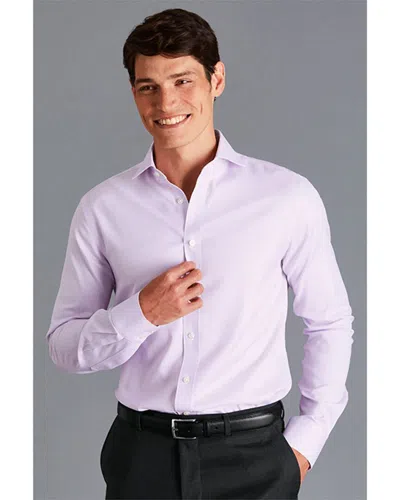 Charles Tyrwhitt Non-iron Twill Micro Check Shirt In Pink