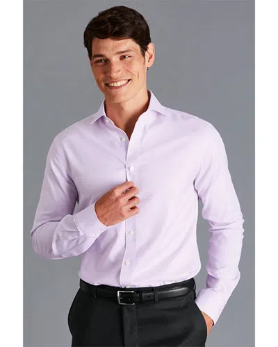 Charles Tyrwhitt Non-iron Twill Micro Check Shirt In Purple