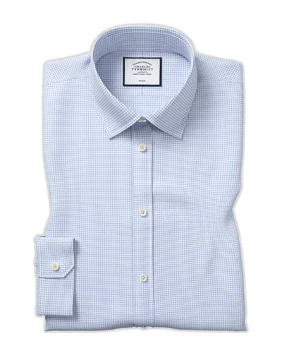 Charles Tyrwhitt Non-iron Twill Mini Grid Check Super Slim Fit Shirt In Black