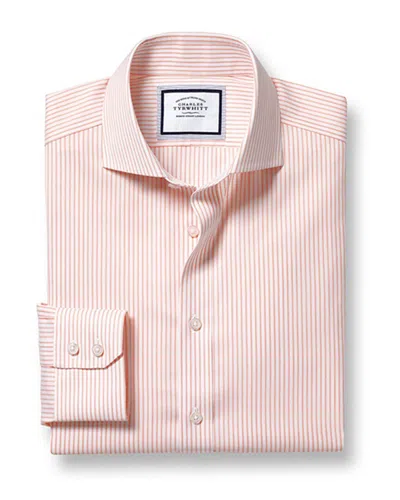 Charles Tyrwhitt Non-iron Twill Stripe Classic Fit Shirt In Red