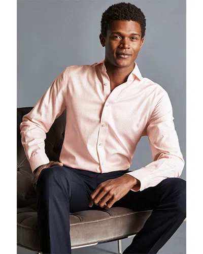Charles Tyrwhitt Non-iron Twill Stripe Cutaway Slim Fit Shirt In Pink