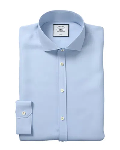 Charles Tyrwhitt Non-iron Twill Super Slim Fit Shirt In Blue