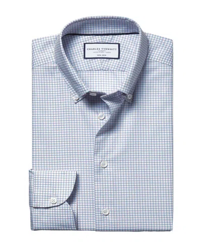 Charles Tyrwhitt Non-iron Pinpoint Wool Oxford Shirt In Blue