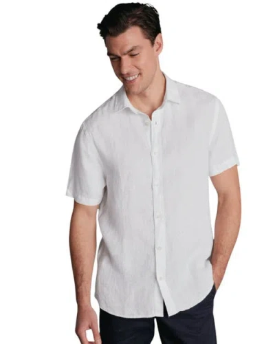 Charles Tyrwhitt Plain Pure Linen Short Sleeve Shirt In White