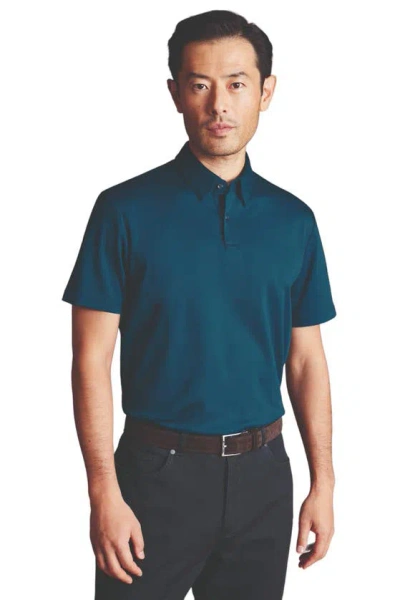Charles Tyrwhitt Plain Short Sleeve Jersey Polo In Turquoise Blue