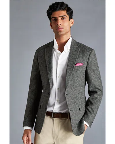 Charles Tyrwhitt Plain Slim Fit Wool Texture Jacket In Gray
