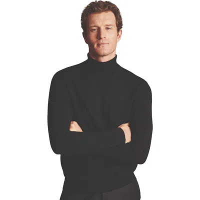 Charles Tyrwhitt Pure Merino Roll Neck Sweater In Black