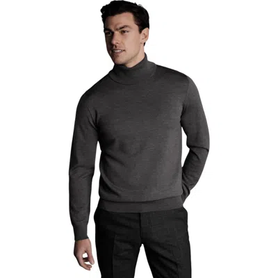 Charles Tyrwhitt Pure Merino Roll Neck Sweater In Gray