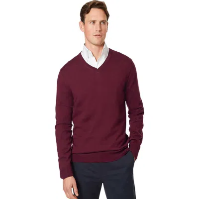 Charles Tyrwhitt Pure Merino V Neck Sweater In Burgundy Red