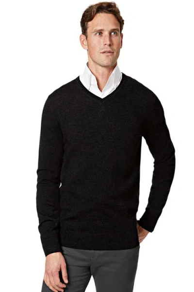 Charles Tyrwhitt Pure Merino V Neck Sweater In Dark Charcoal