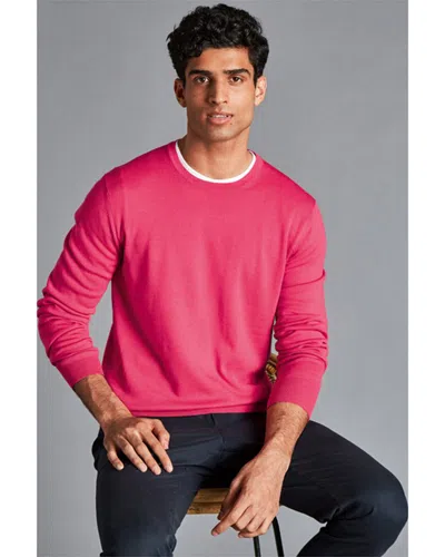 Charles Tyrwhitt Pure Merino Wool Crew Neck Jumper In Pink