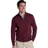 Charles Tyrwhitt Pure Merino Zip Neck Sweater In Burgundy