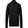 Charles Tyrwhitt Men's Long Sleeve Quarter-zip Merino Wool Sweater In Black