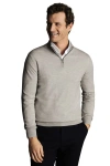 Charles Tyrwhitt Pure Merino Zip Neck Sweater In Silver Grey