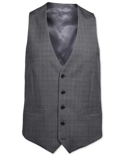 Charles Tyrwhitt Semi Plain Adjustable Fit Wool Waistcoat In Gray