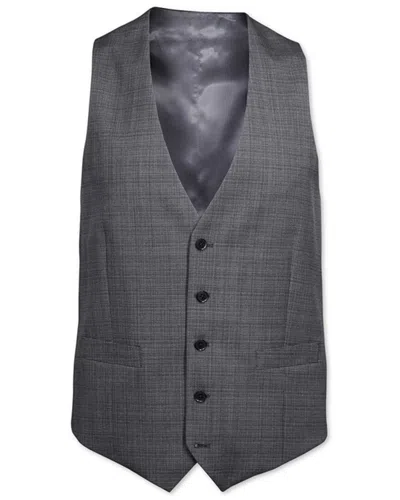 Charles Tyrwhitt Semi Plain Adjustable Fit Wool Waistcoat In Grey