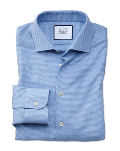 Charles Tyrwhitt Sky Slim Fit Soft Square Pattern Shirt In Blue