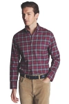 Charles Tyrwhitt Slim Fit Button-down Collar Brushed Flannel Check Shirt In Dark Red