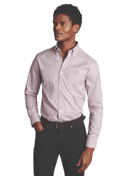Charles Tyrwhitt Slim Fit Button-down Collar Non-iron Stretch Check Oxford Shirt In Claret Pink