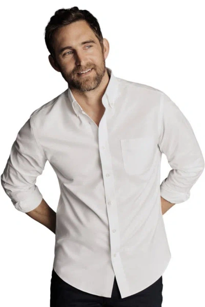 Charles Tyrwhitt Slim Fit Button-down Collar Non-iron Stretch Oxford Shirt In White