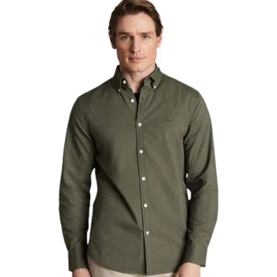 Charles Tyrwhitt Men's Slim Fit Button-down Washed Oxford Shirt In Green
