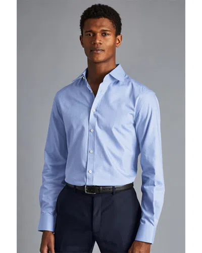 Charles Tyrwhitt Slim Fit Egyptian Herringbone Shirt In Blue