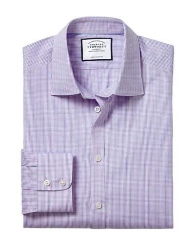 Charles Tyrwhitt Slim Fit Egyptian Poplin Gingham Check Shirt In Purple
