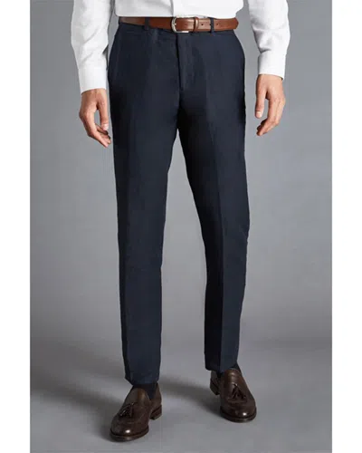 Charles Tyrwhitt Slim Fit Italian Linen Trouser In Blue