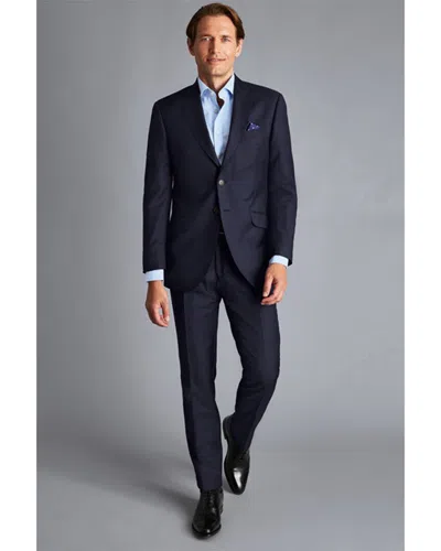 Charles Tyrwhitt Slim Fit Italian Luxury Wool Plain Suit Jacket In Blue