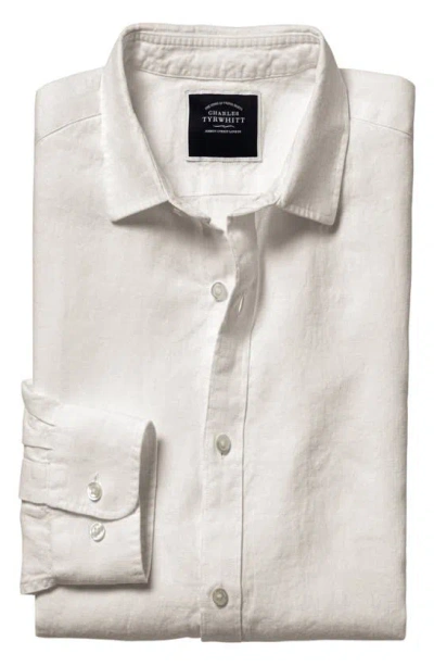 Charles Tyrwhitt Slim Fit Linen Dress Shirt In White