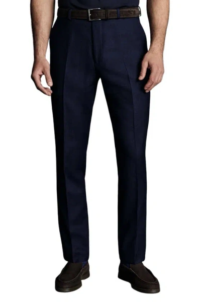 Charles Tyrwhitt Slim Fit Natural Stretch Birdseye Suit Trouser In Indigo Blue