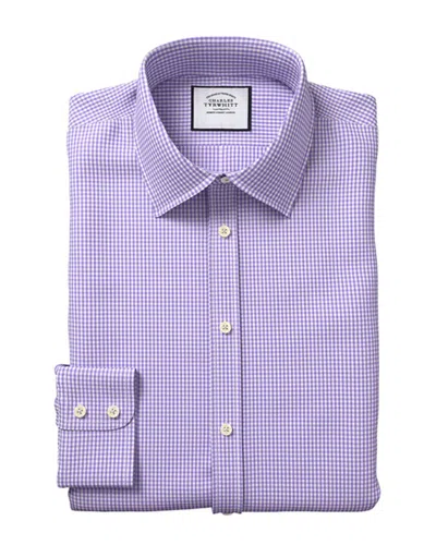 Charles Tyrwhitt Slim Fit Poplin Gingham Shirt In Purple
