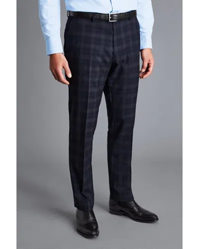 Charles Tyrwhitt Slim Fit Seasonal Designs Wool Trouser In Black