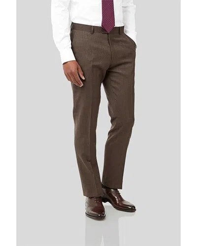 Charles Tyrwhitt Slim Fit Semi-plain Wool Suit Trouser In Brown