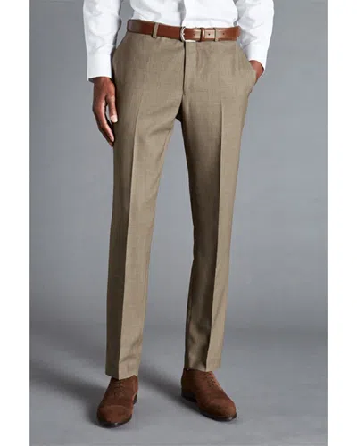 Charles Tyrwhitt Slim Fit Sharkskin Business Wool Trouser In Brown