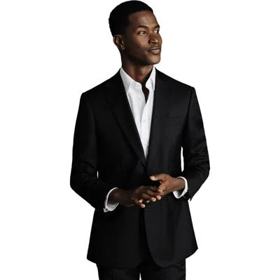 Charles Tyrwhitt Slim Fit Twill Natural Stretch Suit Jacket In Black