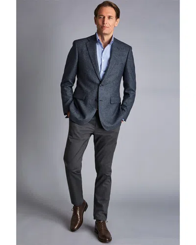 Charles Tyrwhitt Slim Fit Wool Texture Jacket In Blue