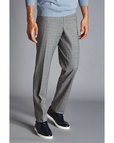 Charles Tyrwhitt Smart Check Wool-blend Trouser In Grey