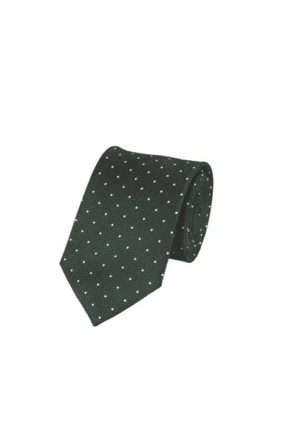 Charles Tyrwhitt Spot Silk Stain Resistant Tie In Dark Green