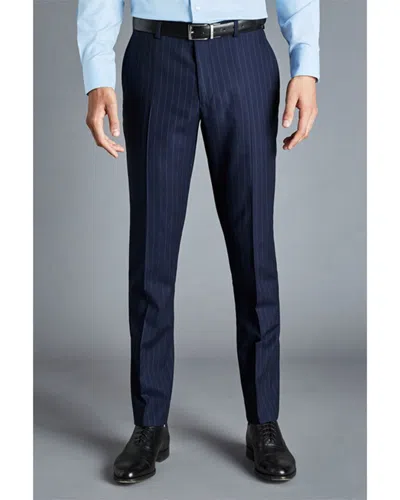 Charles Tyrwhitt Stripe Slim Fit Wool Suit Trouser In Blue