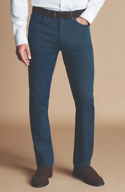 Charles Tyrwhitt Twill Slim Fit 5 Pocket Jeans In Blue