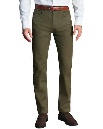 Charles Tyrwhitt Twill Slim Fit Pant In Green