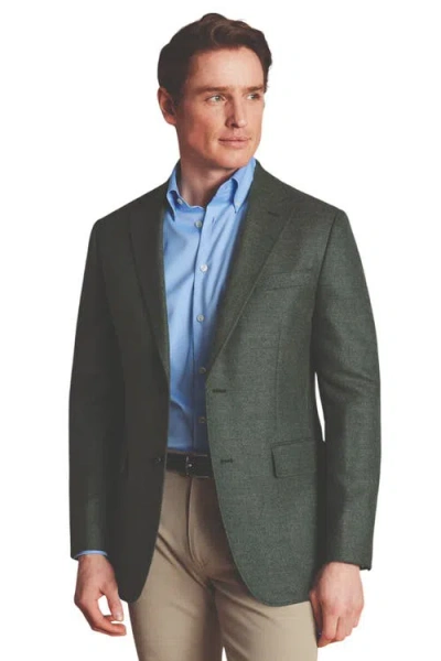 Charles Tyrwhitt Twill Wool Texture Slim Fit Jacket In Sage Green