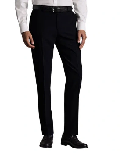 Charles Tyrwhitt Windowpane Slim Fit Pants In Black