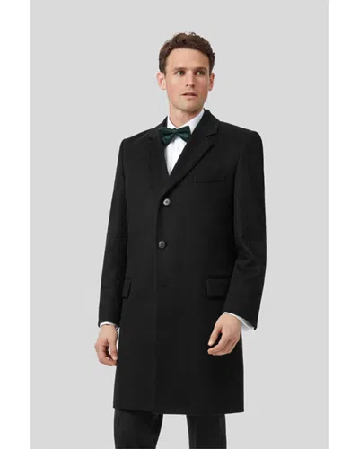 Charles Tyrwhitt Wool & Cashmere-blend Overcoat In Black