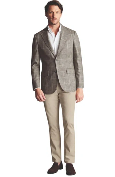 Charles Tyrwhitt Wool Texture Twill Jacket In Limestone